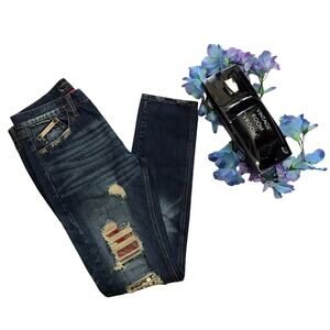 Heritage America NWOT Rip and Repair Dark Wash Skinny Jeans Men 34